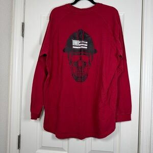 Ariat Rebar Men’s Red Long Sleeve Skull Strong Roughneck Workwear Tee Size XL